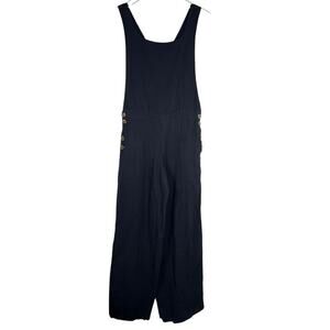 Tiare Hawaii Women’s Black Jumpsuit S/M Side Button Cross Back Straps Boho